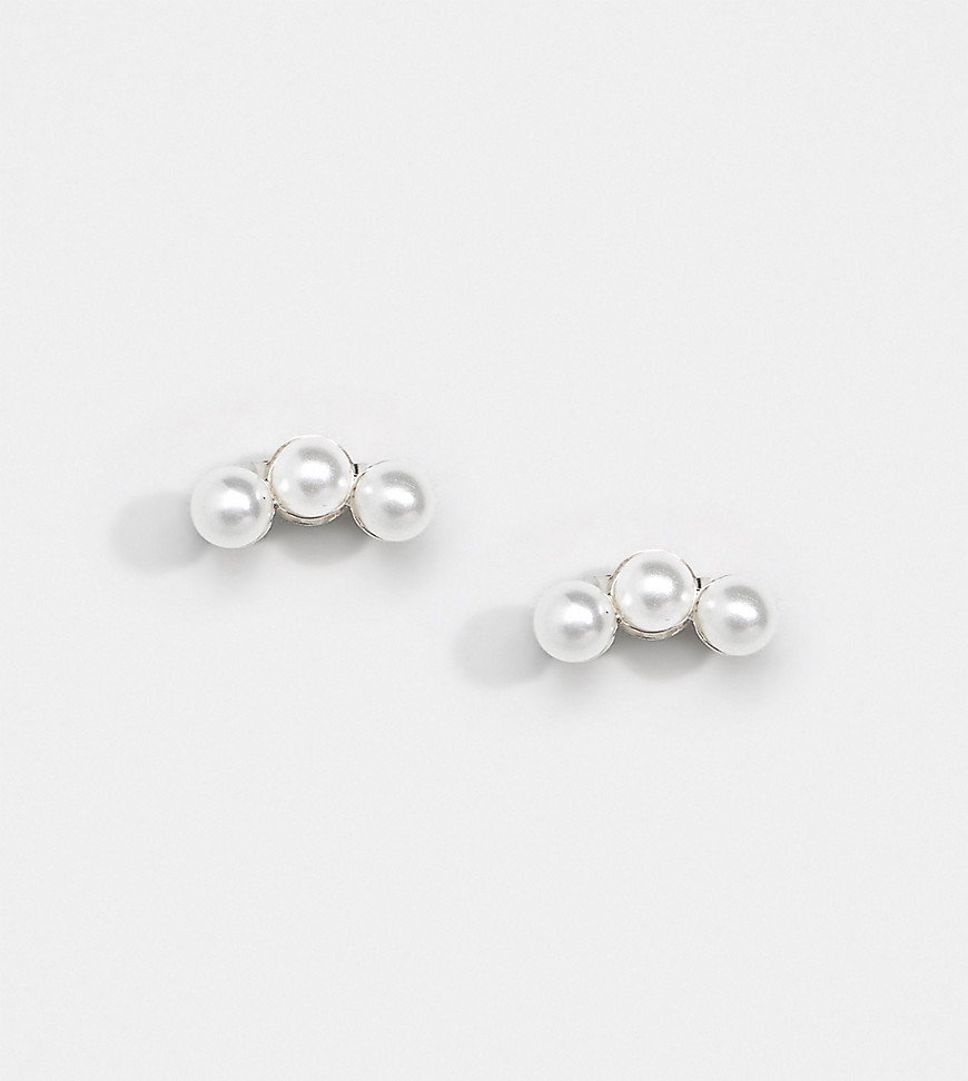 Kingsley Ryan Exclusive pearl ear climber earrings-Cream