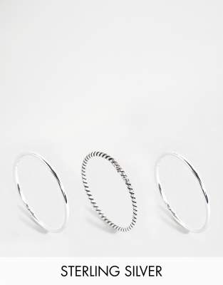 Kingsley Ryan Exclusive sterling silver stacking rings 3 pack Silver