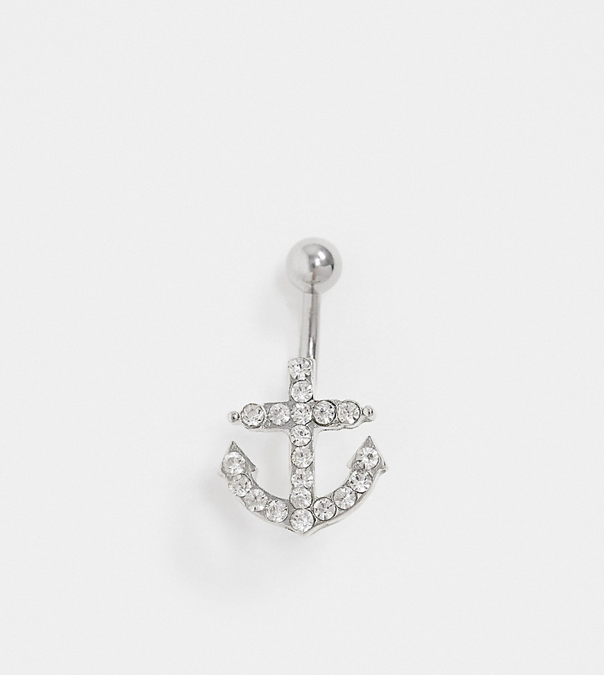 Kingsley Ryan Exclusive silver anchor belly bar