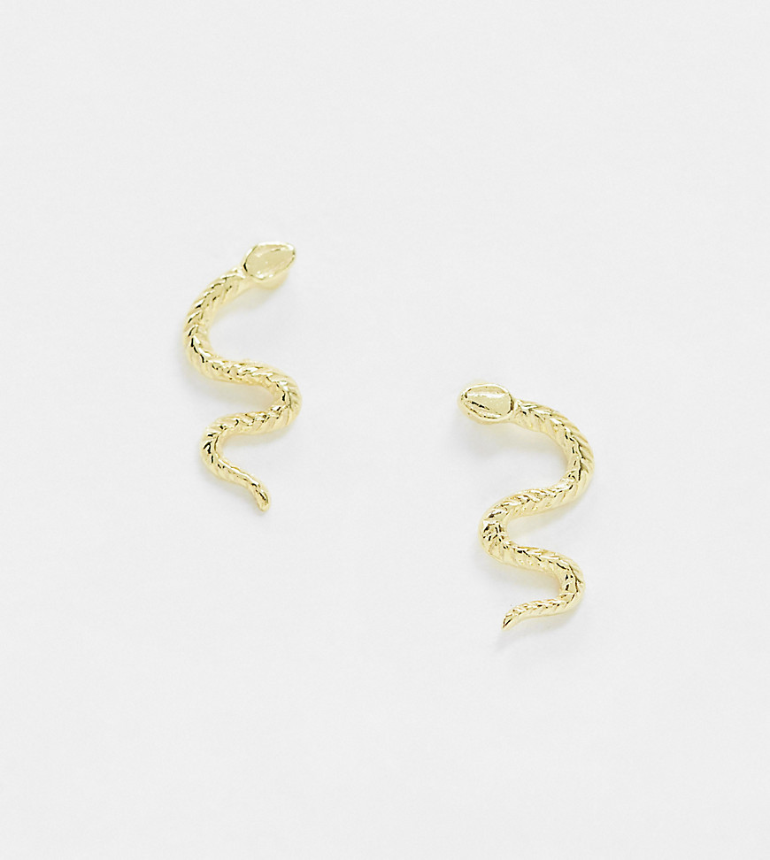 Kingsley Ryan Exclusive snake stud earrings in sterling silver gold plate