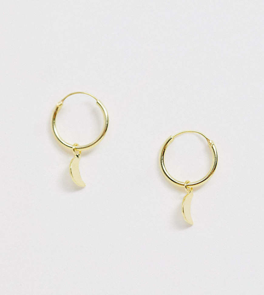 Kingsley Ryan Exclusive sterling silver moon drop hoop earrings-Gold
