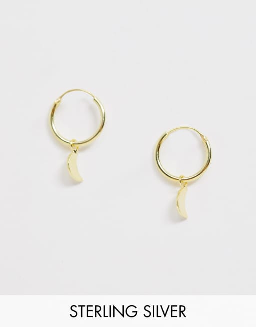 Kingsley Ryan Exclusive sterling silver moon drop hoop earrings