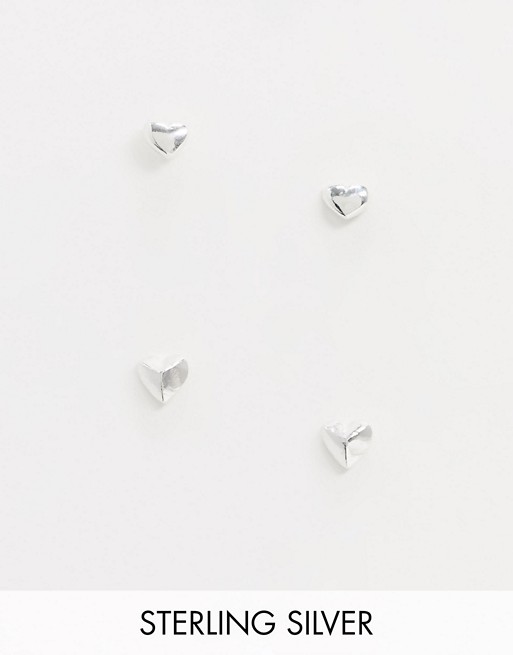 Kingsley Ryan Exclusive sterling silver multipack x 2 with heart studs