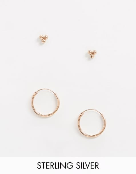 Kingsley Ryan – Exklusive Ohrstecker und Creolen im 2er-Set aus Sterlingsilber, Roségold beschichtet