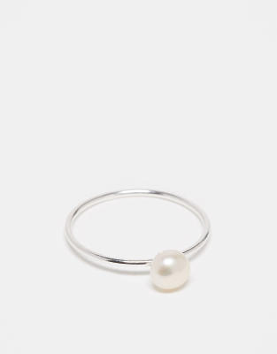 Kingsley Ryan Kingsley Ryan faux pearl band ring in sterling silver