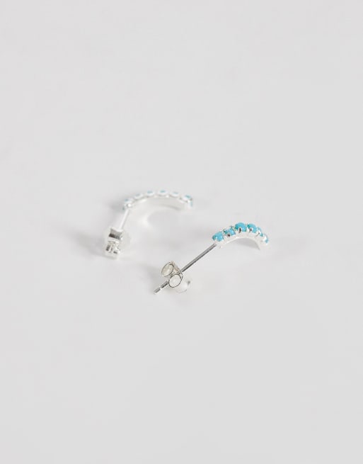 Kingsley Ryan faux turquoise half hoop earrings in sterling silver, 3 of 4
