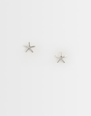 Kingsley Ryan Flat Starfish Stud Earrings In Silver
