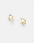 [Kingsley Ryan] Kingsley Ryan flower stud earrings with pearl embellishment in gold plated No Size Pearl