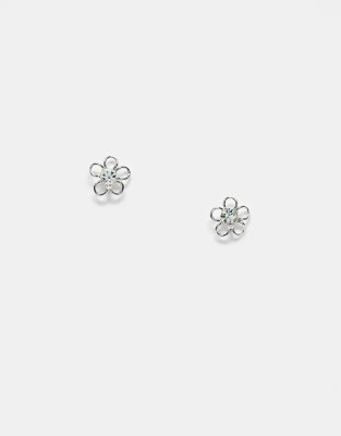 Kingsley Ryan Kingsley Ryan flower with crystal stud earrings in sterling silver