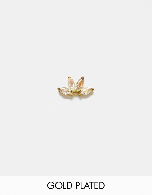 Kingsley Ryan - Forgyldt labret-ørering med 4 kronblade i krystal