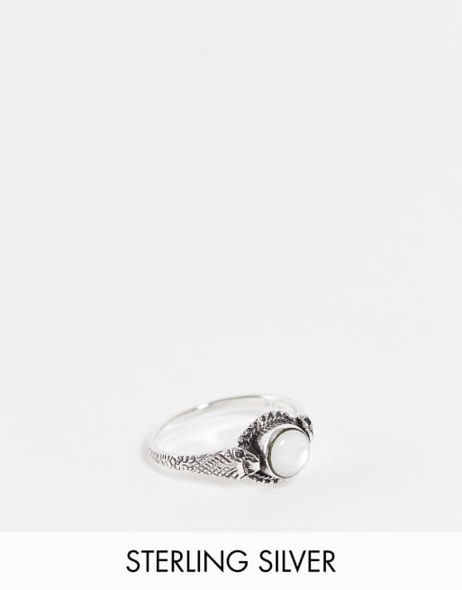 Kingsley Ryan - Geëtste ring met imitatie-maansteen van sterling zilver