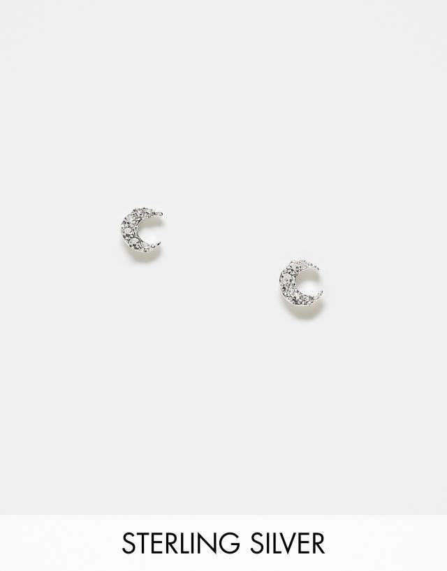 Kingsley Ryan - gem crescent moon stud earrings in sterling silver