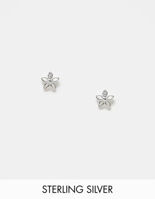 Kingsley Ryan Kingsley Ryan gem cut out flower stud earring in sterling silver