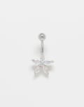 [Kingsley Ryan] Kingsley Ryan gem-set flower belly bar-Silver No Size Crystal ab