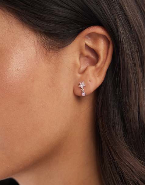 Kingsley Ryan gem set flower drop earrings in sterling silver - view 1