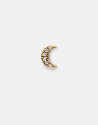 gem set gold plated crescent moon labret earring piercing