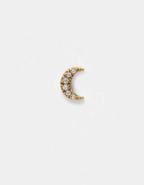 Kingsley Ryan gem set gold plated crescent moon labret earring piercing - view 1