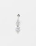 [Kingsley Ryan] Kingsley Ryan gem set heart charm belly bar-Silver No Size Clear