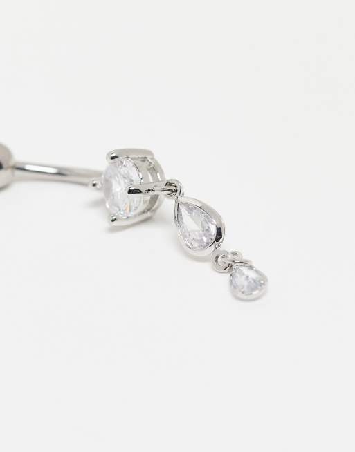 Kingsley Ryan gem set teardrop charm belly bar, 2 of 3