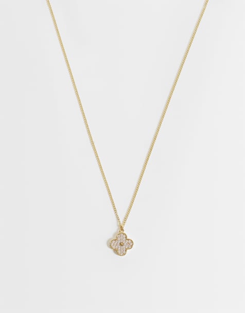 Kingsley Ryan gemet clover necklace in 14ct gold plated - view 1