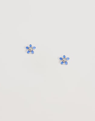 Kingsley Ryan Gemset Blue Daisy Stud Earrings In Brown