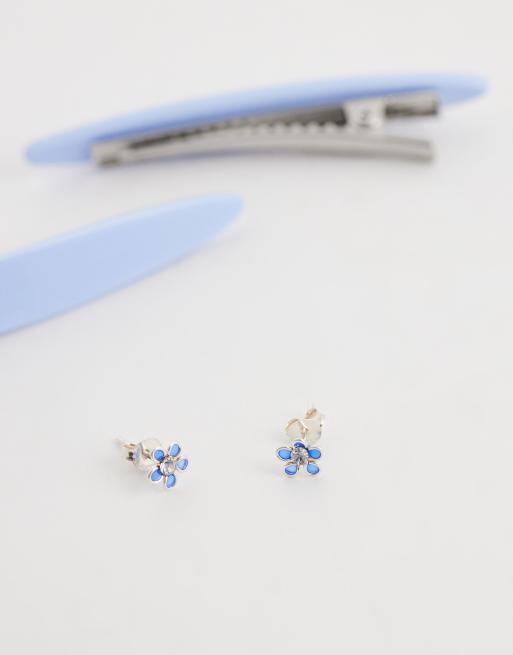 Kingsley Ryan gemset blue daisy stud earrings in sterling silver, 2 of 4