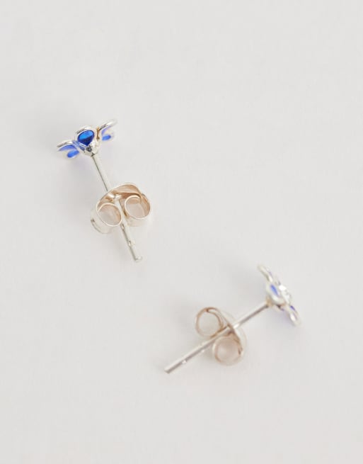 Kingsley Ryan gemset blue daisy stud in sterling silver, 4 of 4