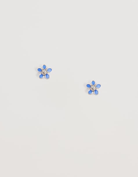 Kingsley Ryan gemset blue daisy studs in sterling silver - view 1