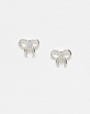 Kingsley Ryan gemset bow stud earrings in sterling silver