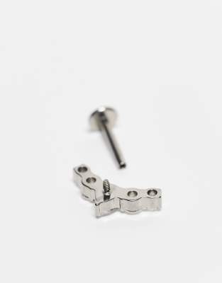 Kingsley Ryan Gemset Curved Labret Piercing Earring In Silver