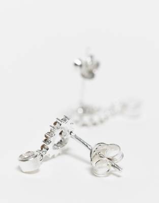 Kingsley Ryan Gemset Cut Out Heart Stud Earring With Gem Charm In Silver