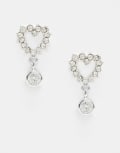 [Kingsley Ryan] Kingsley Ryan gemset cut out heart stud earrings with gem charm in sterling silver No Size Clear