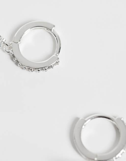 Kingsley Ryan gemset dangley teardrop hoops in silver plated, 4 of 4