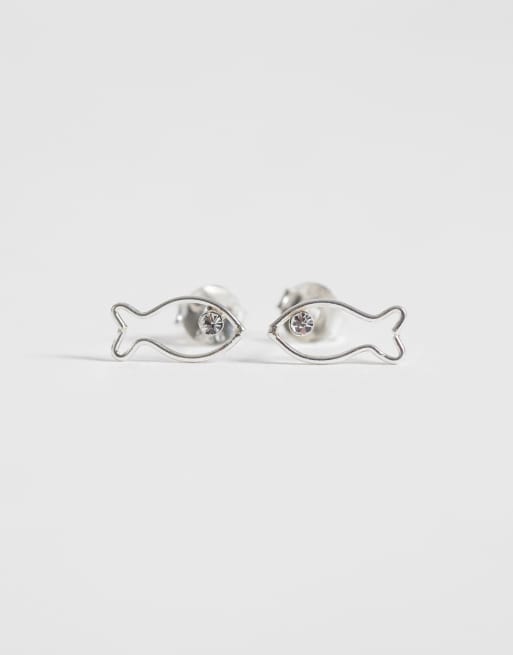 Kingsley Ryan gemset fish stud earrings in sterling silver, 3 of 4
