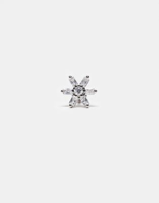 Kingsley Ryan Gemset Flower Labret Piercing Earrings In Silver