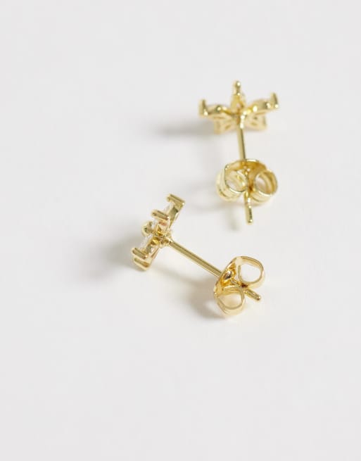 Kingsley Ryan gemset flower studs in 14kt gold plated brass, 3 of 4