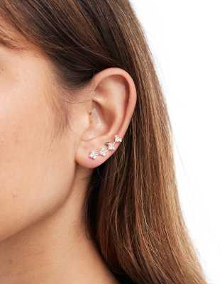 Kingsley Ryan Kingsley Ryan gemset heart crawler stud earrings in sterling silver