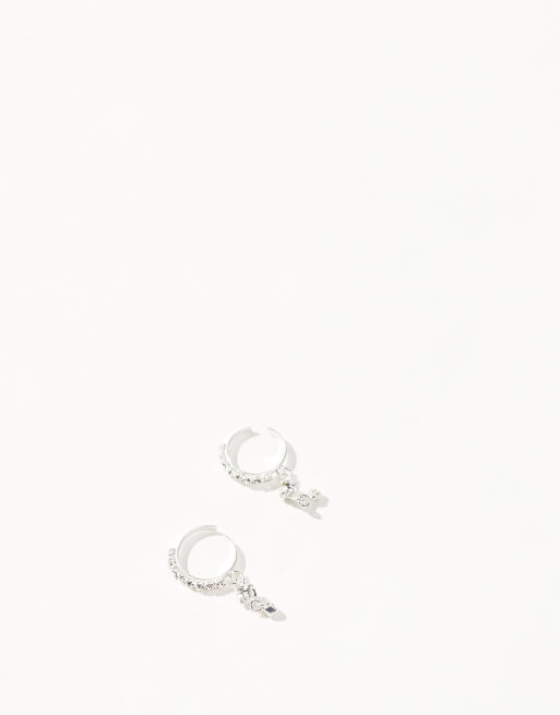Kingsley Ryan gemset hoop earrings with crystal charms in stainless steel, 2 of 3