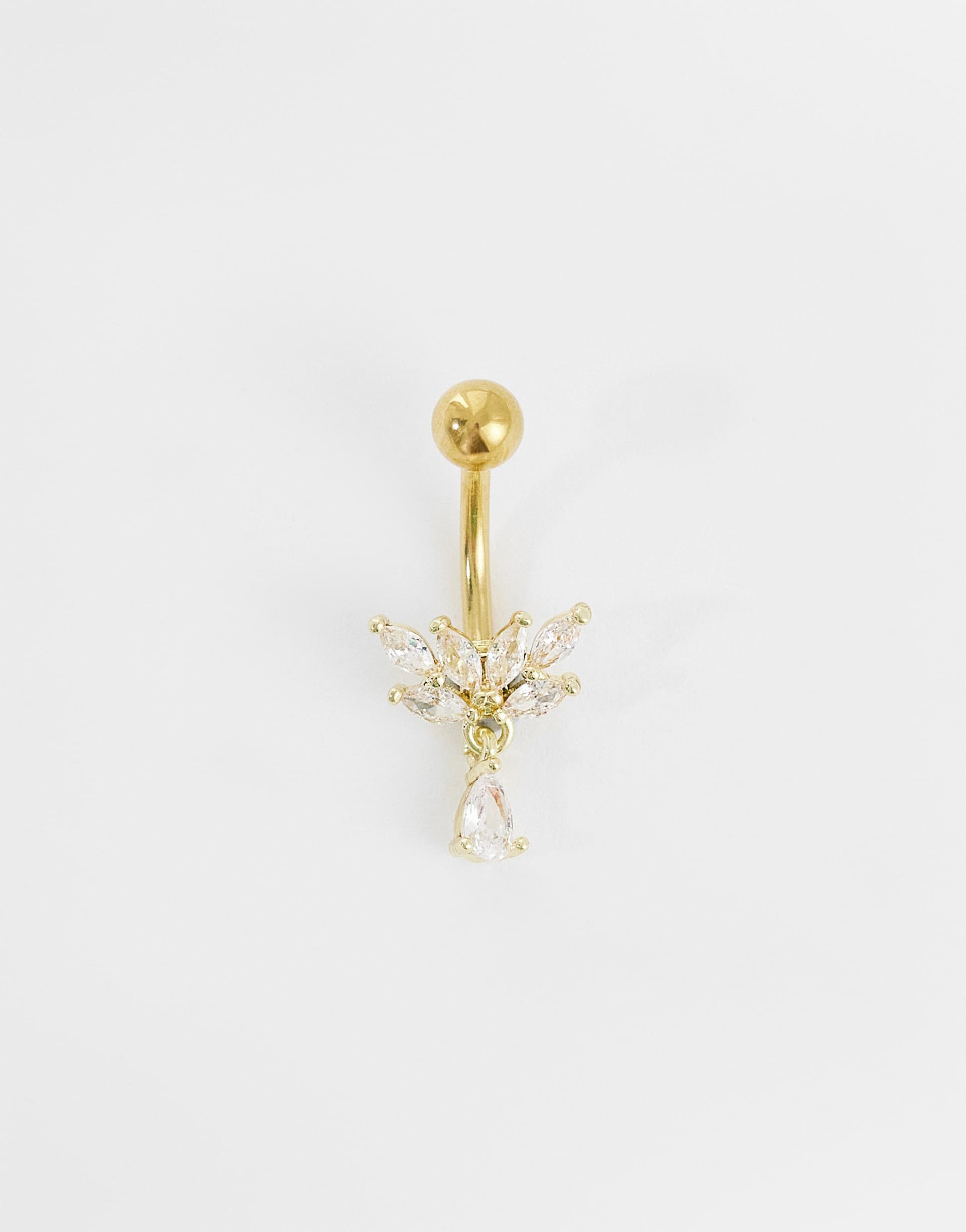 kingsley ryan gemset petal cluster belly bar in gold plate