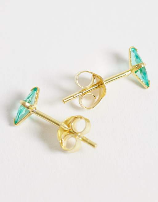 Kingsley Ryan gemset petal stud earrings in gold plated silver, 3 of 4