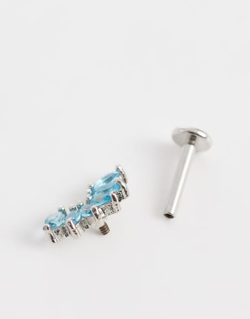 Kingsley Ryan gemset petals cluster labret stud in blue, 2 of 3