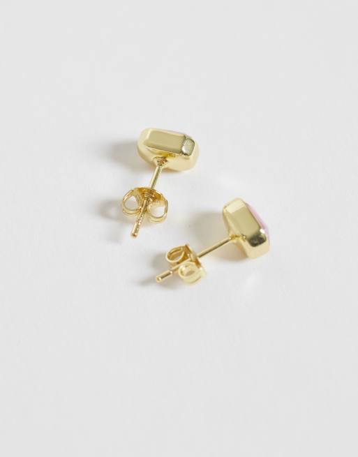 Kingsley Ryan gemset rectangle stud in 14kt gold plated brass, 2 of 4