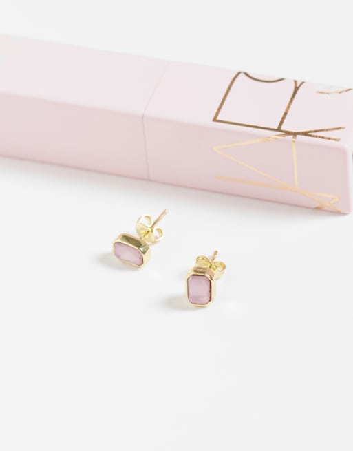Kingsley Ryan gemset rectangle stud in 14kt gold plated brass, 4 of 4