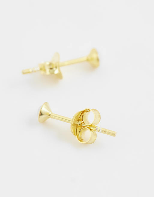 Kingsley Ryan gemset round stud earrings in gold plated sterling silver, 4 of 4
