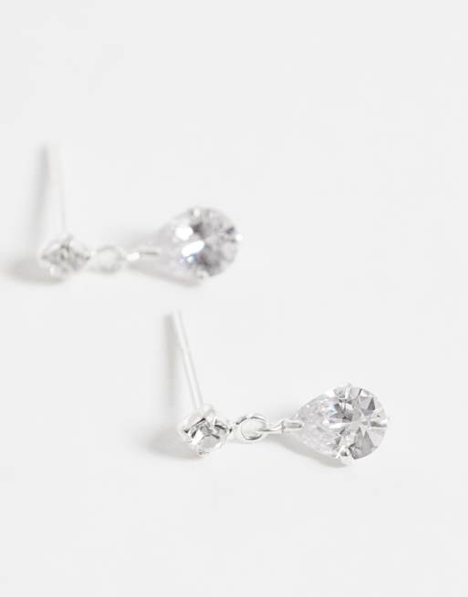 Kingsley Ryan gemset round & teardrop stud earings in sterling silver, 4 of 4