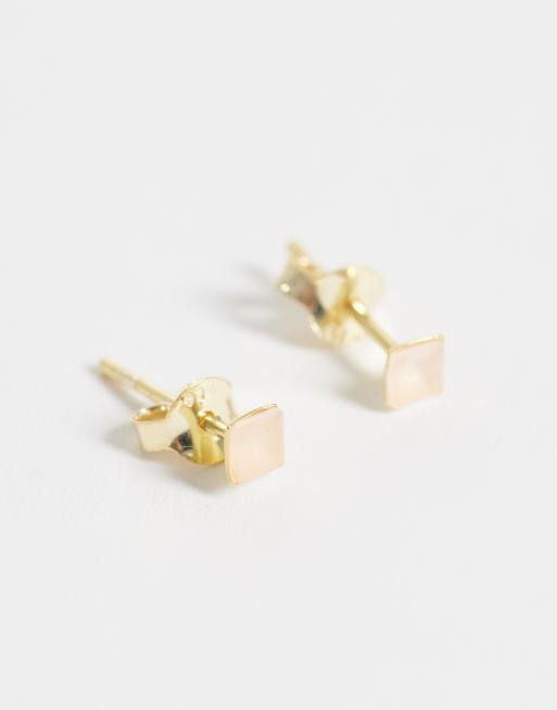 Kingsley Ryan gemset square stud earrings in gold plated silver, 2 of 4