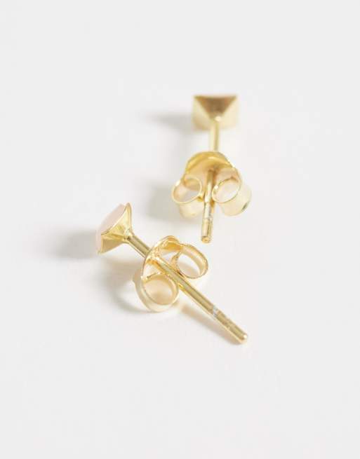 Kingsley Ryan gemset square stud earrings in gold plated silver, 3 of 4