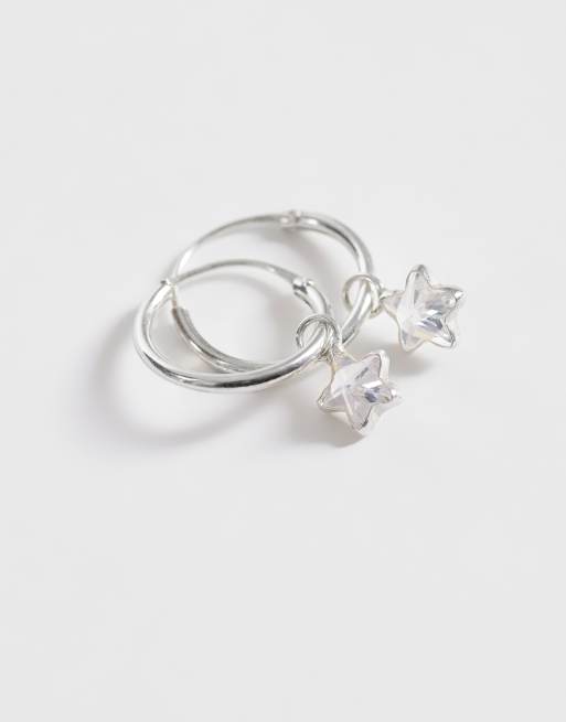Kingsley Ryan gemset star dangley hoops in sterling silver, 3 of 4