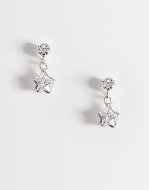 Kingsley Ryan gemset star drop earrings in sterling silver - view 1
