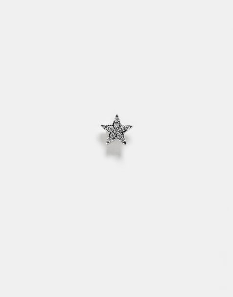 Kingsley Ryan gemset star labret piercing earring in silver steel - view 1